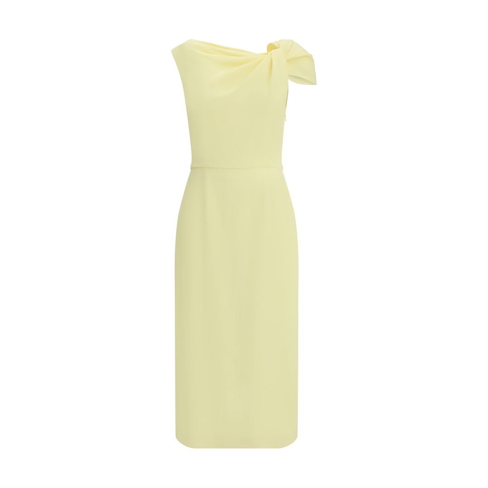 Givenchy Yellow Draped Midi Cady Dress
