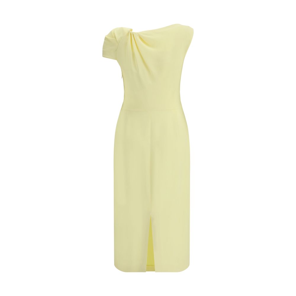 Givenchy Yellow Draped Midi Cady Dress