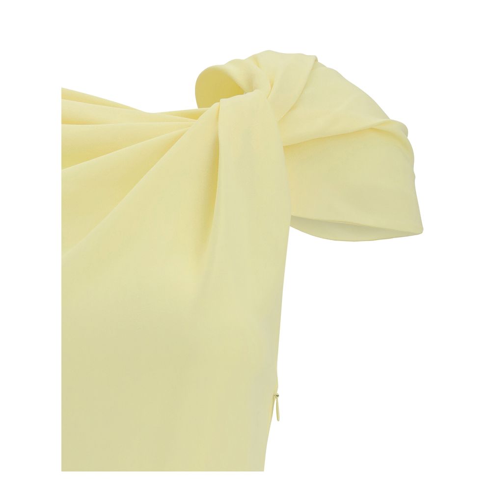 Givenchy Yellow Draped Midi Cady Dress