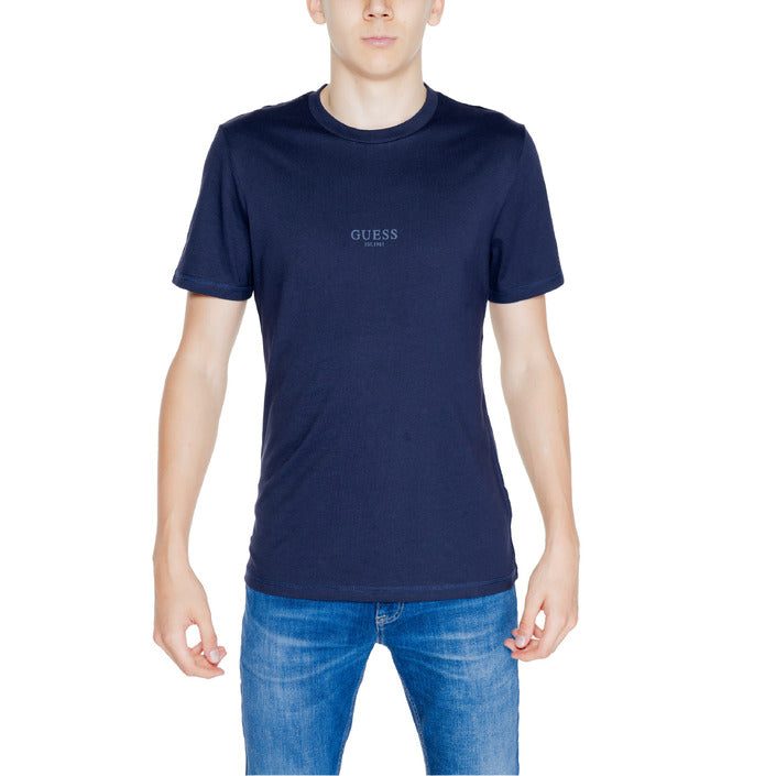 Guess Logo 100% Cotton Crewneck T-Shirt -  dark blue