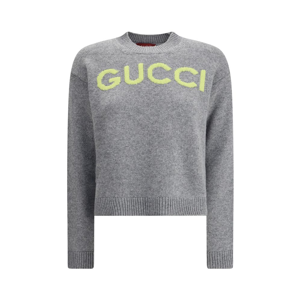 Gucci Logo Grey Wool Sweater