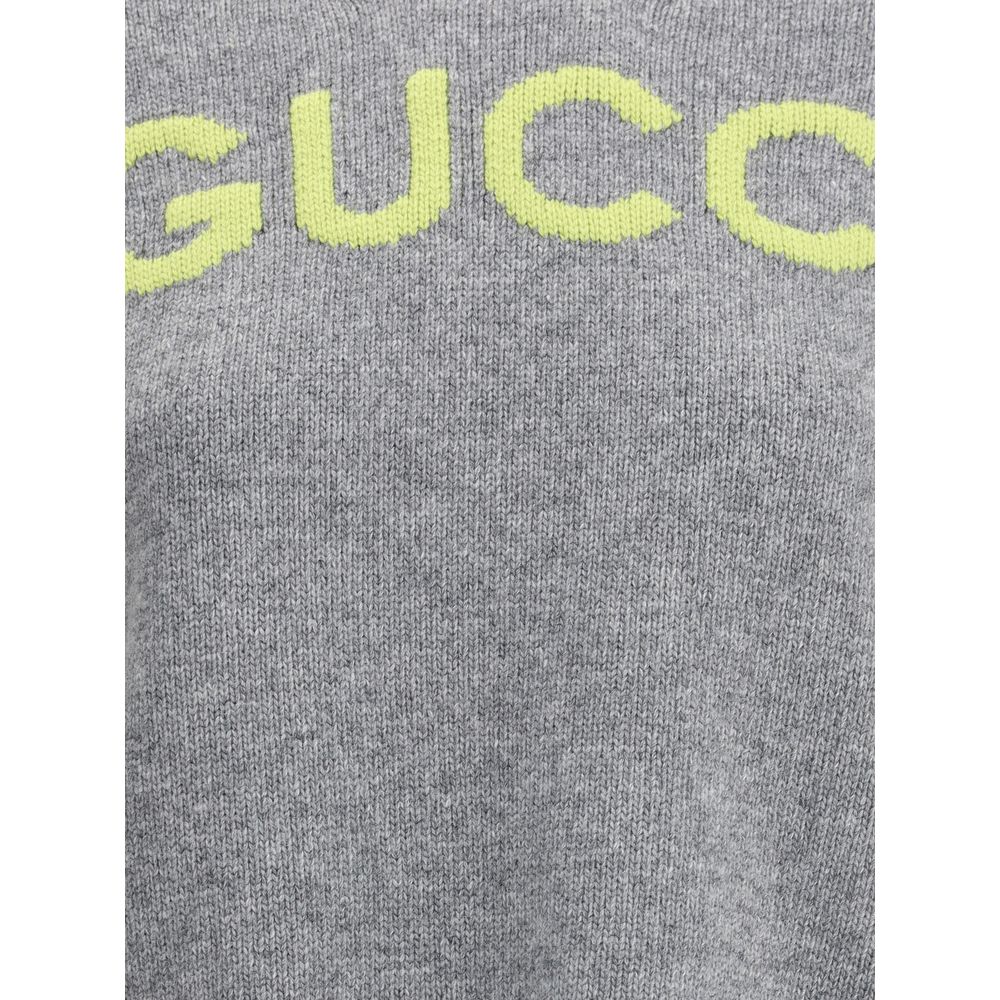 Gucci Logo Grey Wool Sweater