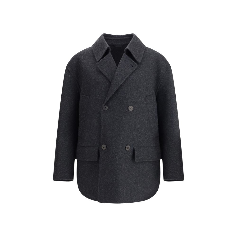 Fendi Gray/Grey Wool Double-breasted Coat