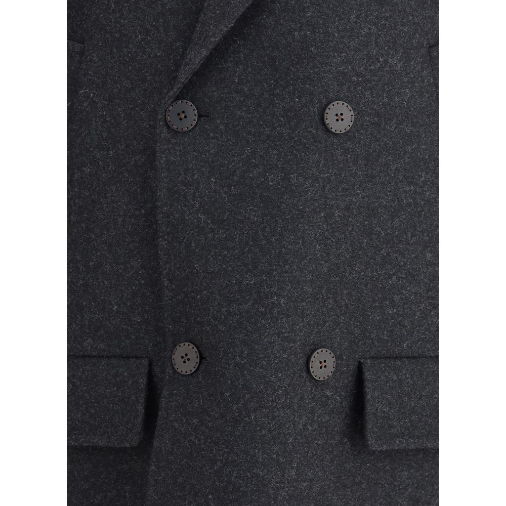 Fendi Gray/Grey Wool Double-breasted Coat