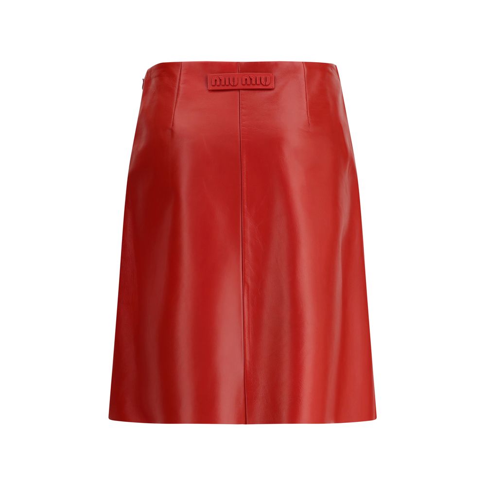 Miu Miu Red Nappa Leather Skirt