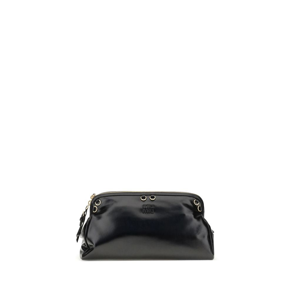Miu Miu Black Leather Soft Shoulder Bag