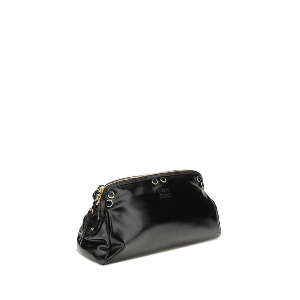 Miu Miu Black Leather Soft Shoulder Bag