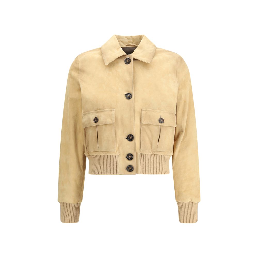 Valstar Cropped Leather Jacket - Beige