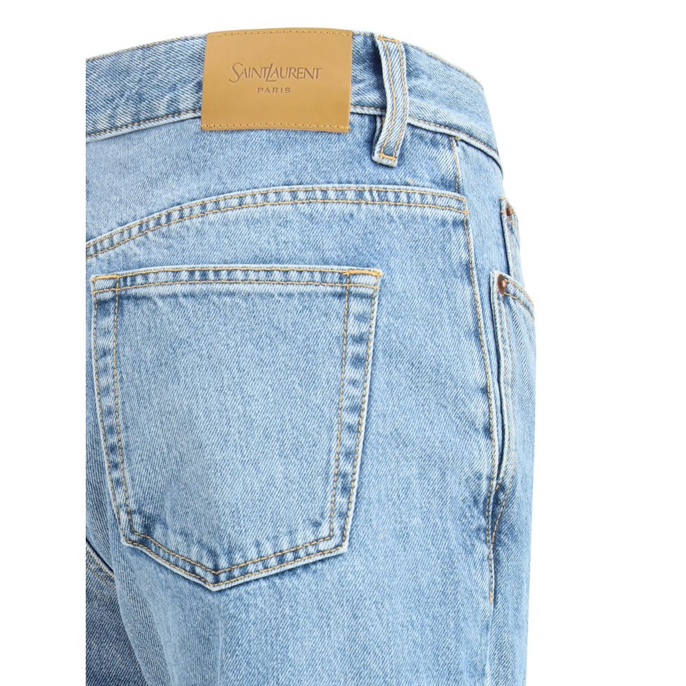 Saint Laurent Nico Light Wash Straight Leg Denim Jeans