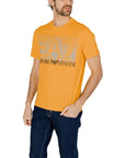 EA7 By Emporio Armani Logo Pure Cotton Athleisure T-Shirt - Yellow, Mustard Yellow