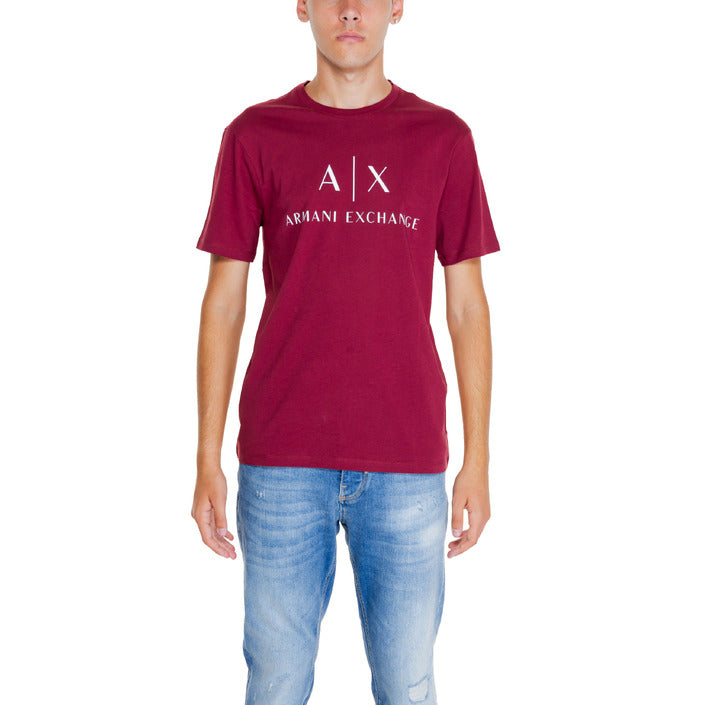 Armani Exchange Logo 100% Cotton Crewneck T-Shirt - Bordeaux Red