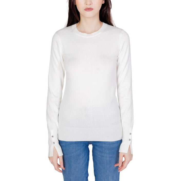 Guess Minimalist 100% Cotton Crewneck Sweater - white 