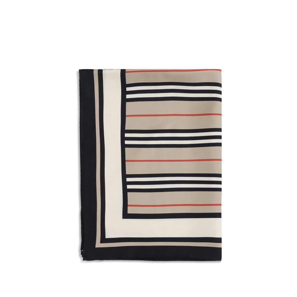 Burberry Checkered & Stripe Silk Scarf