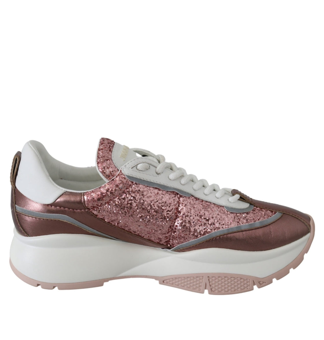 Jimmy Choo Glitter Leather Lace-Up Low Top Sneaker
