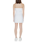 Tommy Hilfiger Jeans Strapless White Denim Mini Dress Raw Hem