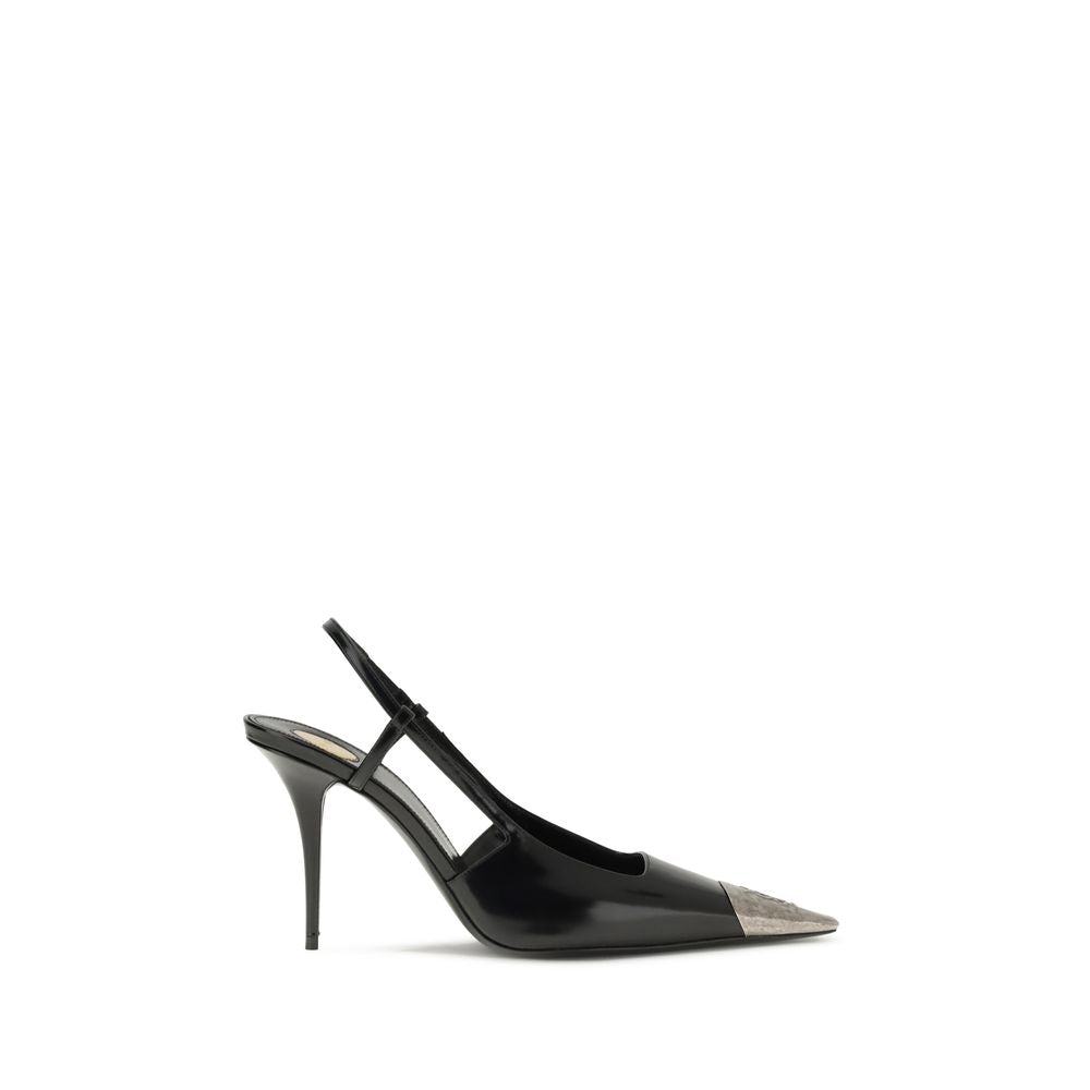 Saint Laurent Jeanne Leather Slingback Heeled Pumps
