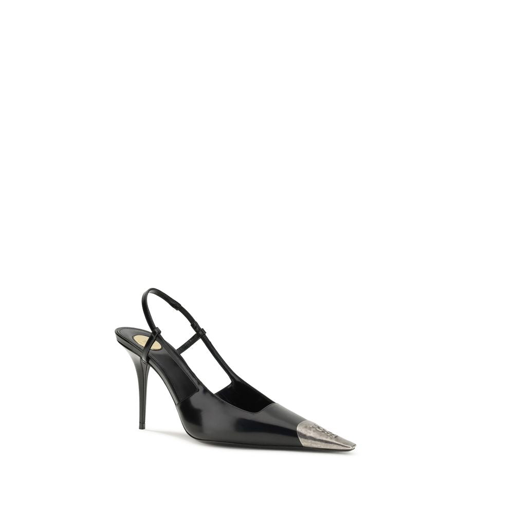 Saint Laurent Jeanne Leather Slingback Heeled Pumps