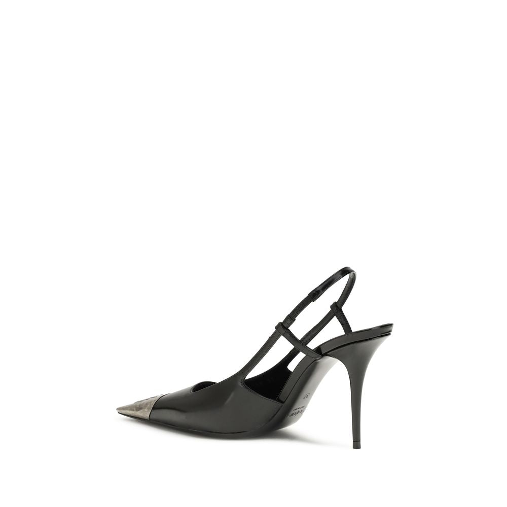 Saint Laurent Jeanne Leather Slingback Heeled Pumps