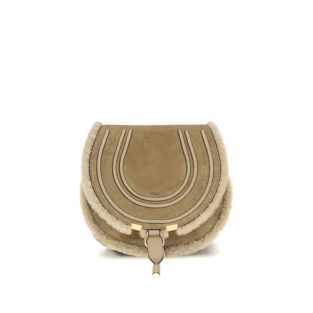 Chloé Shearling Marcie Saddle Shoulder Bag