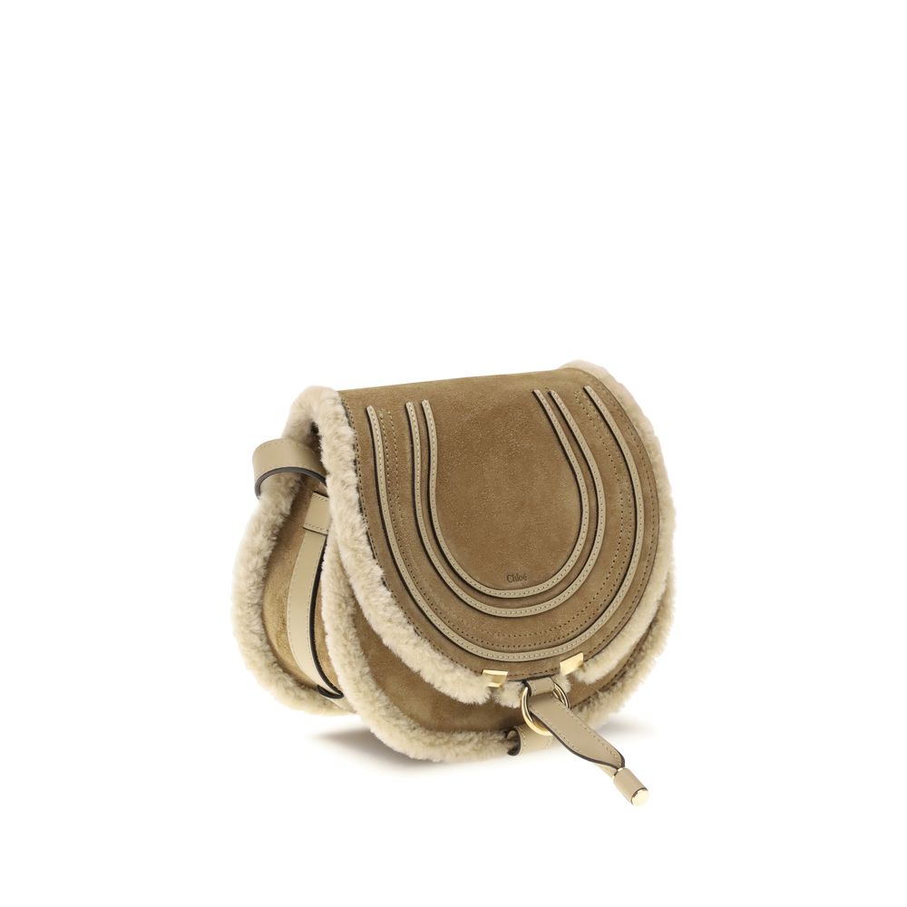 Chloé Shearling Marcie Saddle Shoulder Bag