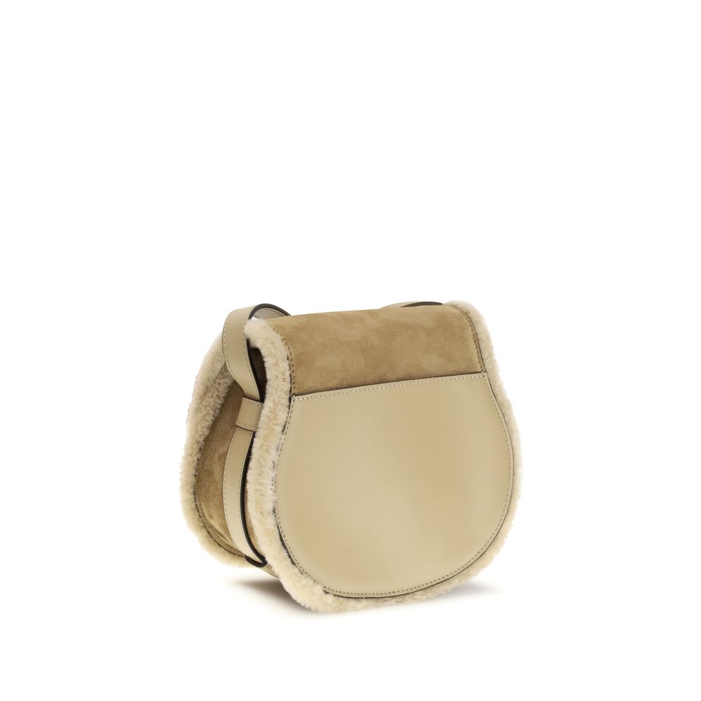 Chloé Shearling Marcie Saddle Shoulder Bag