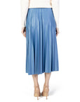 Vila Solid Color Pleated Midi Skirt