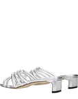 Jimmy Choo Carmel 35 Silver Leather Low Heel Sandals