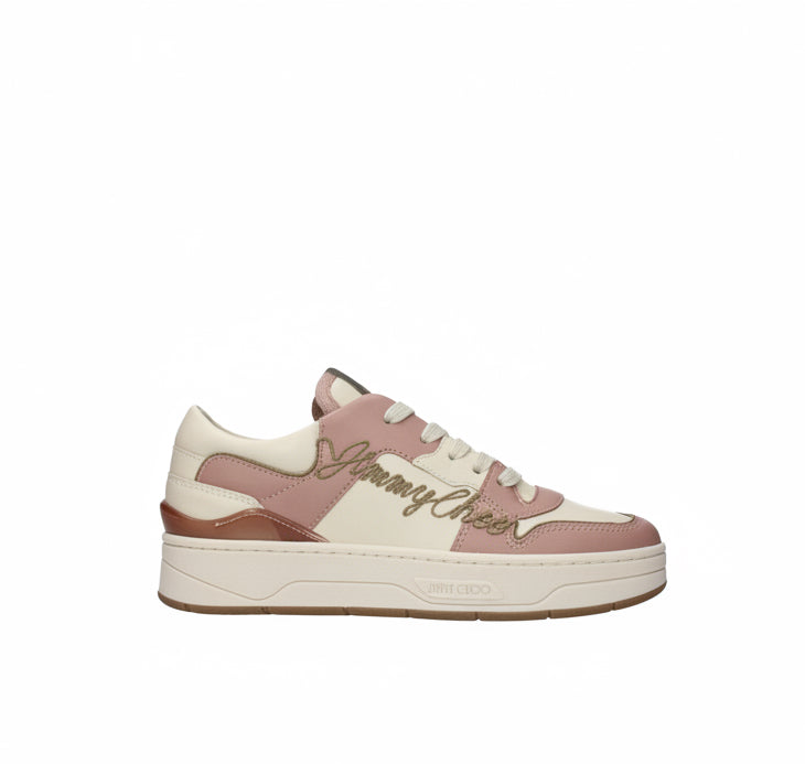 Jimmy Choo Florent Pink Leather Low Top Sneakers