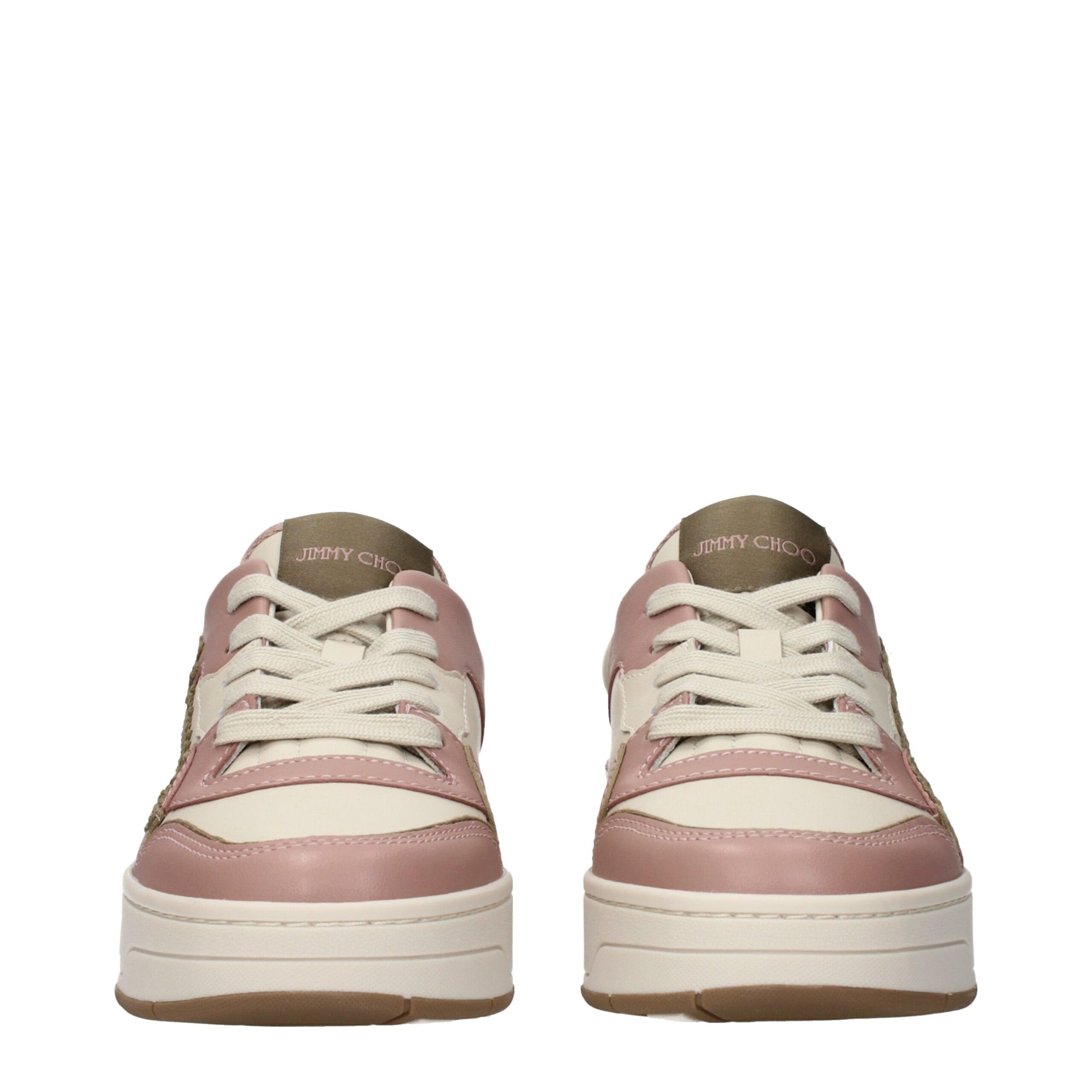 Jimmy Choo Florent Pink Leather Low Top Sneakers