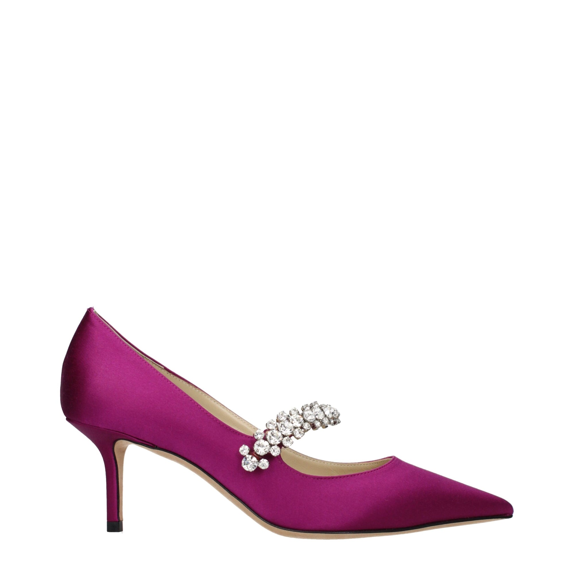 Jimmy Choo Embellished Fuchsia Satin Mary Jane Pumps