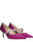 Jimmy Choo Embellished Fuchsia Satin Mary Jane Pumps