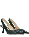 Jimmy Choo Emerald Green Python Embossed Leather Pumps