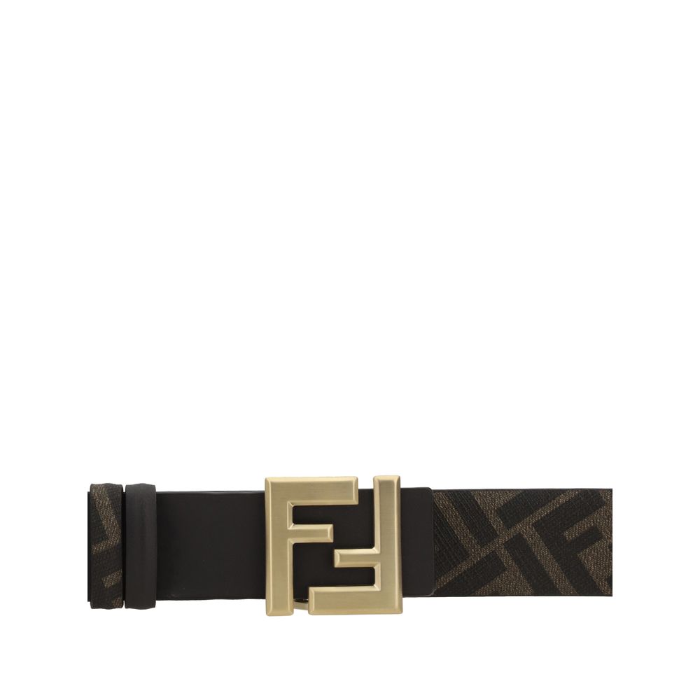 Fendi Logo Monogram Leather Reversible Belt