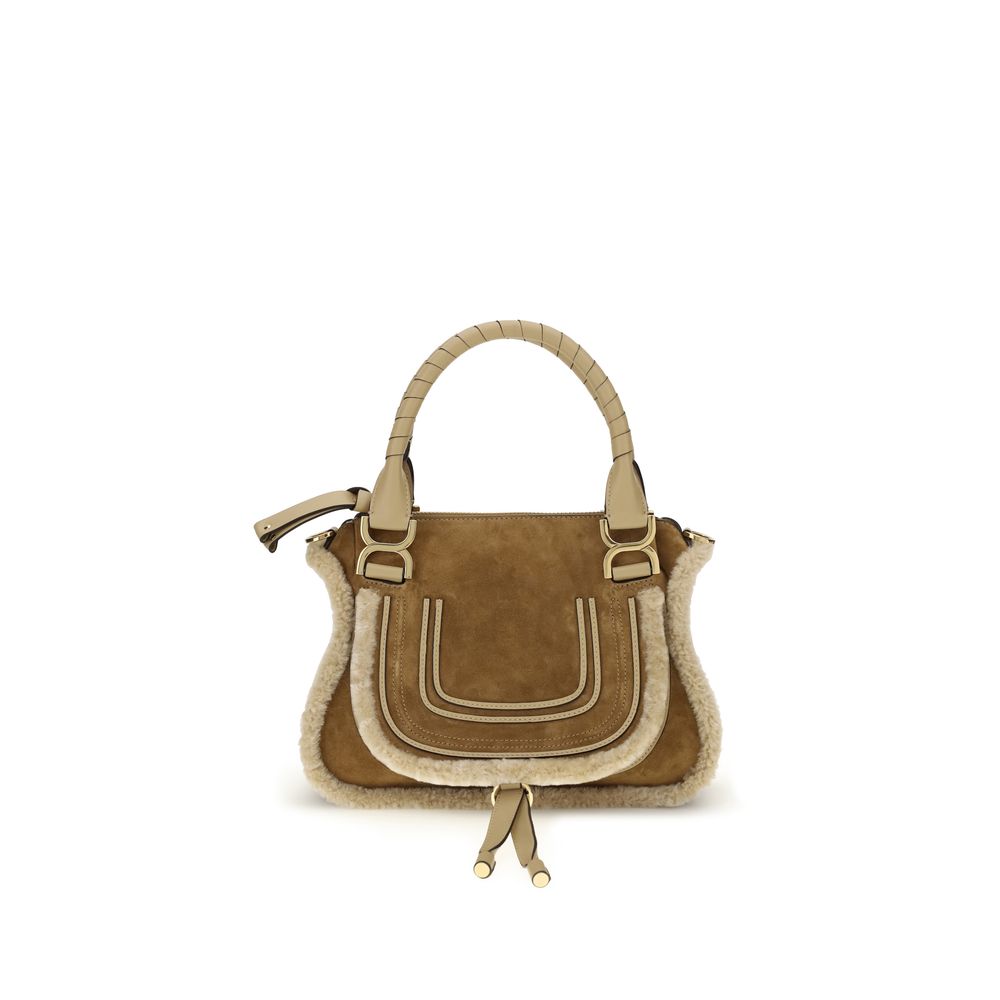 Chloé Top Handle Shearling Marcie Saddle Shoulder Bag