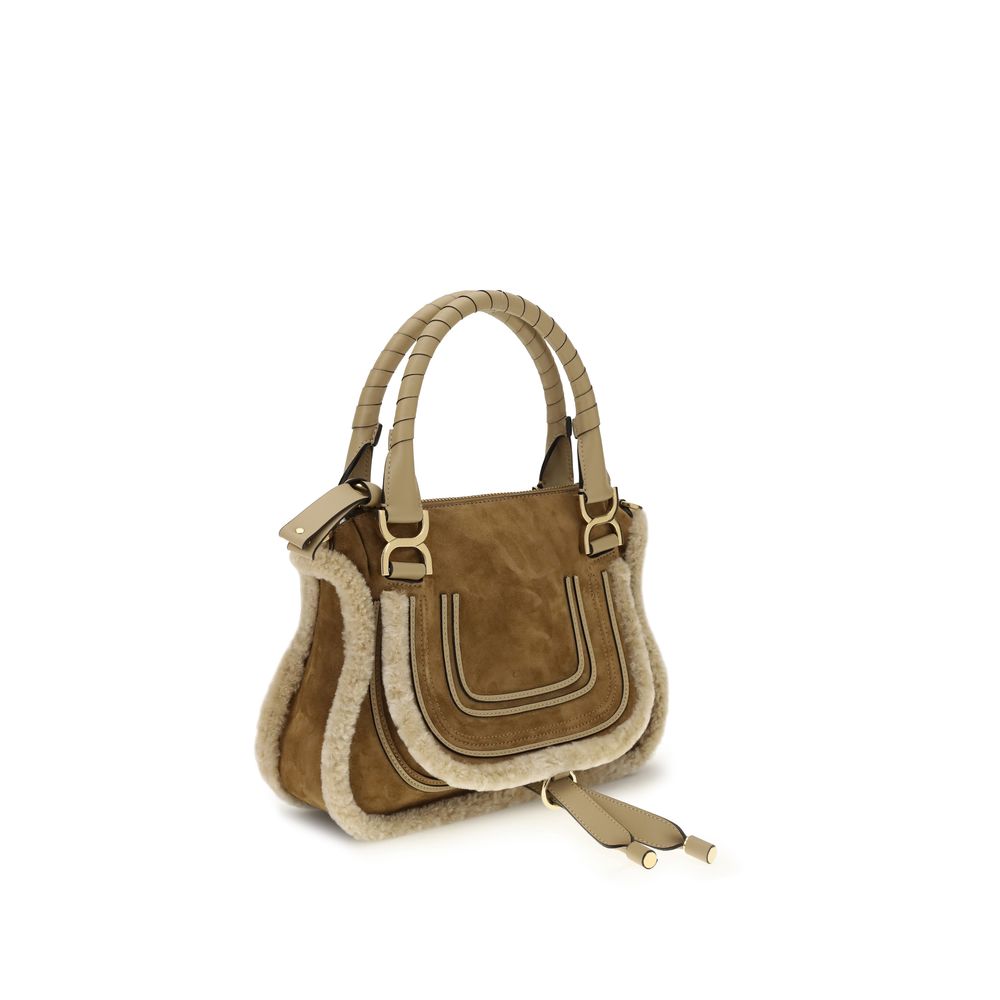 Chloé Top Handle Shearling Marcie Saddle Shoulder Bag