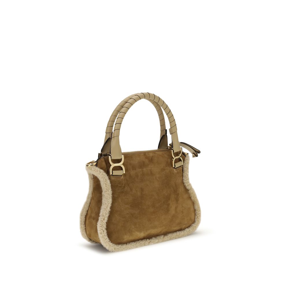 Chloé Top Handle Shearling Marcie Saddle Shoulder Bag