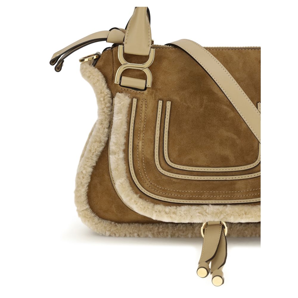 Chloé Top Handle Shearling Marcie Saddle Shoulder Bag