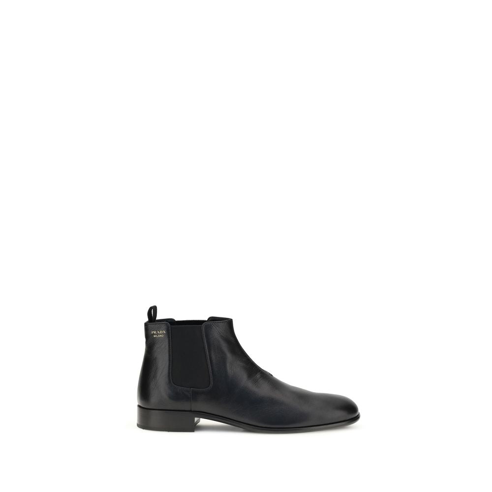 Prada Leather Black Chelsea Ankle Boots