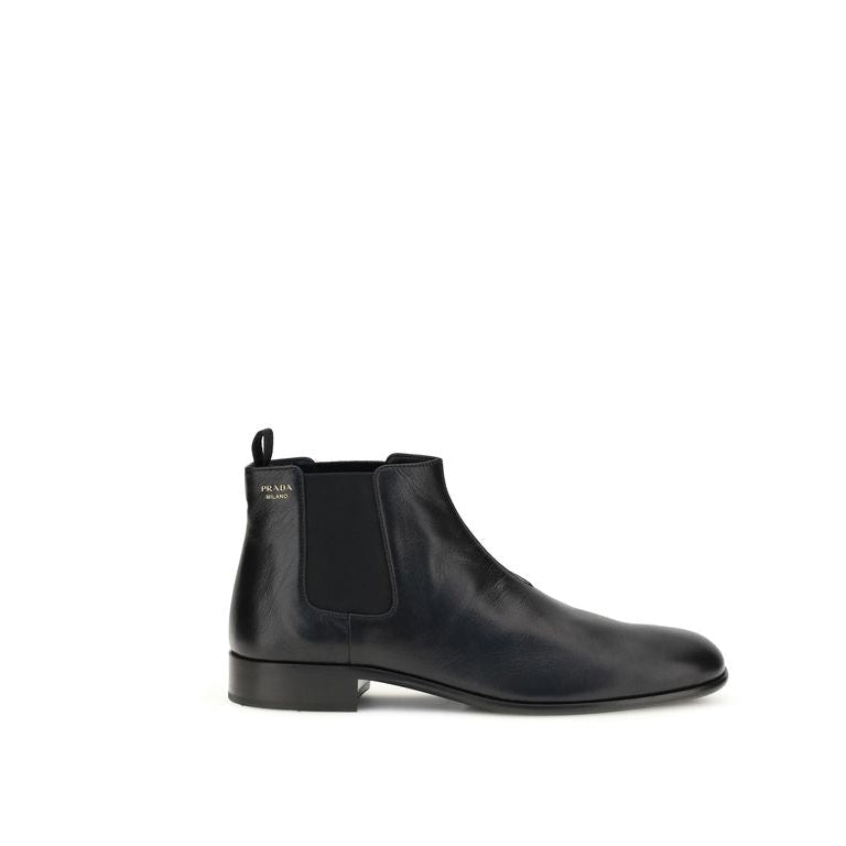 Prada Leather Black Chelsea Ankle Boots