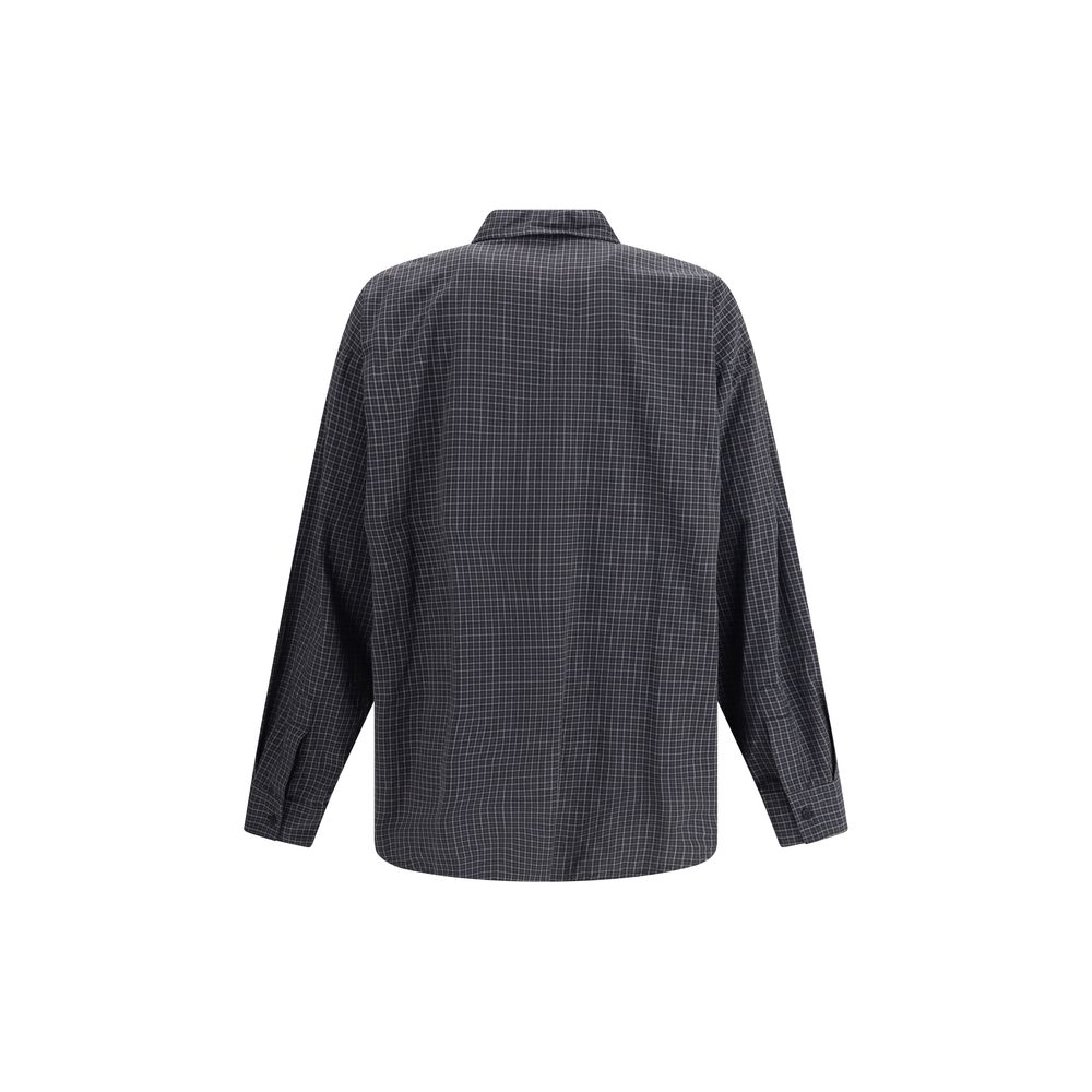 Balenciaga Wool Geo Grid Checkered Shirt