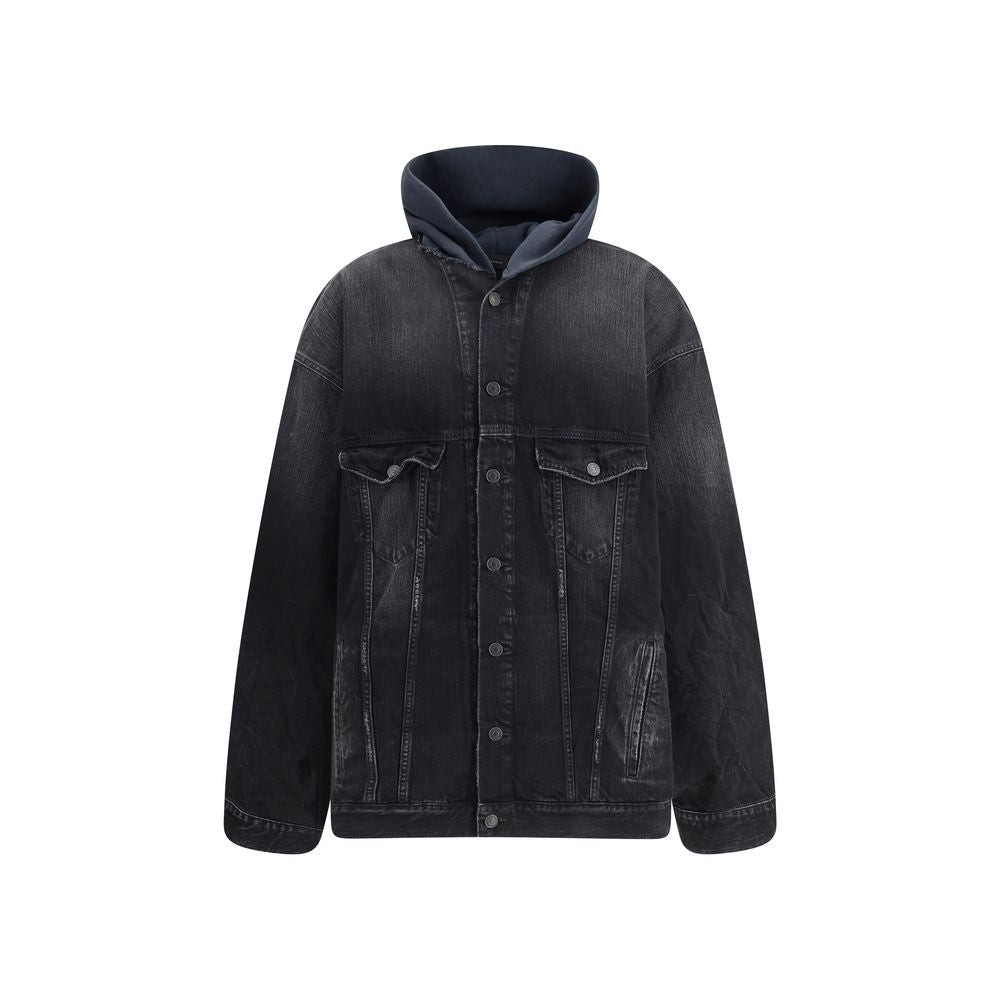 Balenciaga Black Hooded Denim Jacket