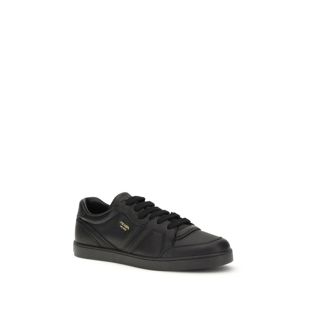 Prada Black Leather Low Top Sneakers