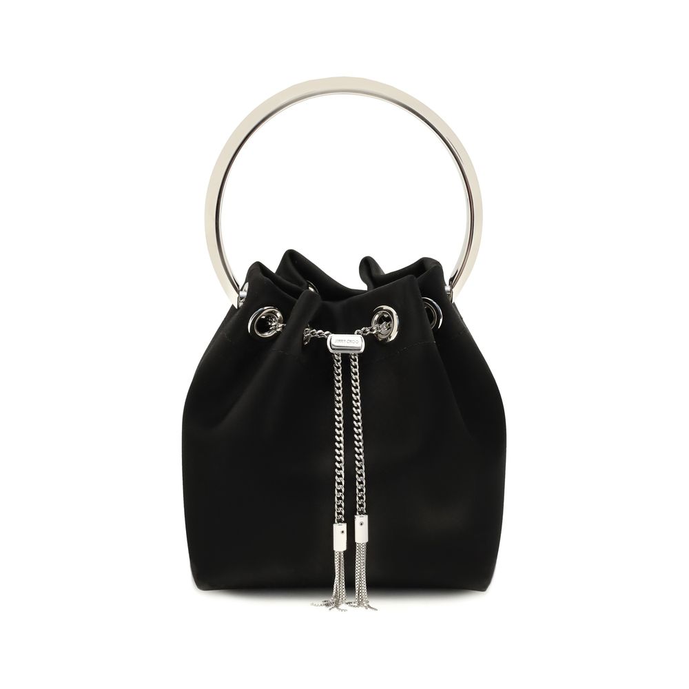 Jimmy Choo Black Silk Bon Bon Bucket Bag