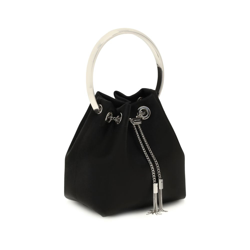 Jimmy Choo Black Silk Bon Bon Bucket Bag