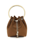 Jimmy Choo Brown Silk Ring Clutch Bucket Bag
