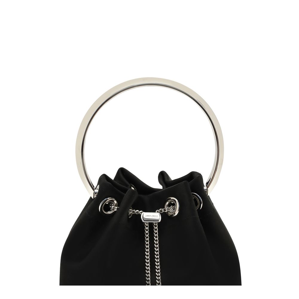 Jimmy Choo Black Silk Bon Bon Bucket Bag