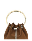 Jimmy Choo Brown Silk Ring Clutch Bucket Bag