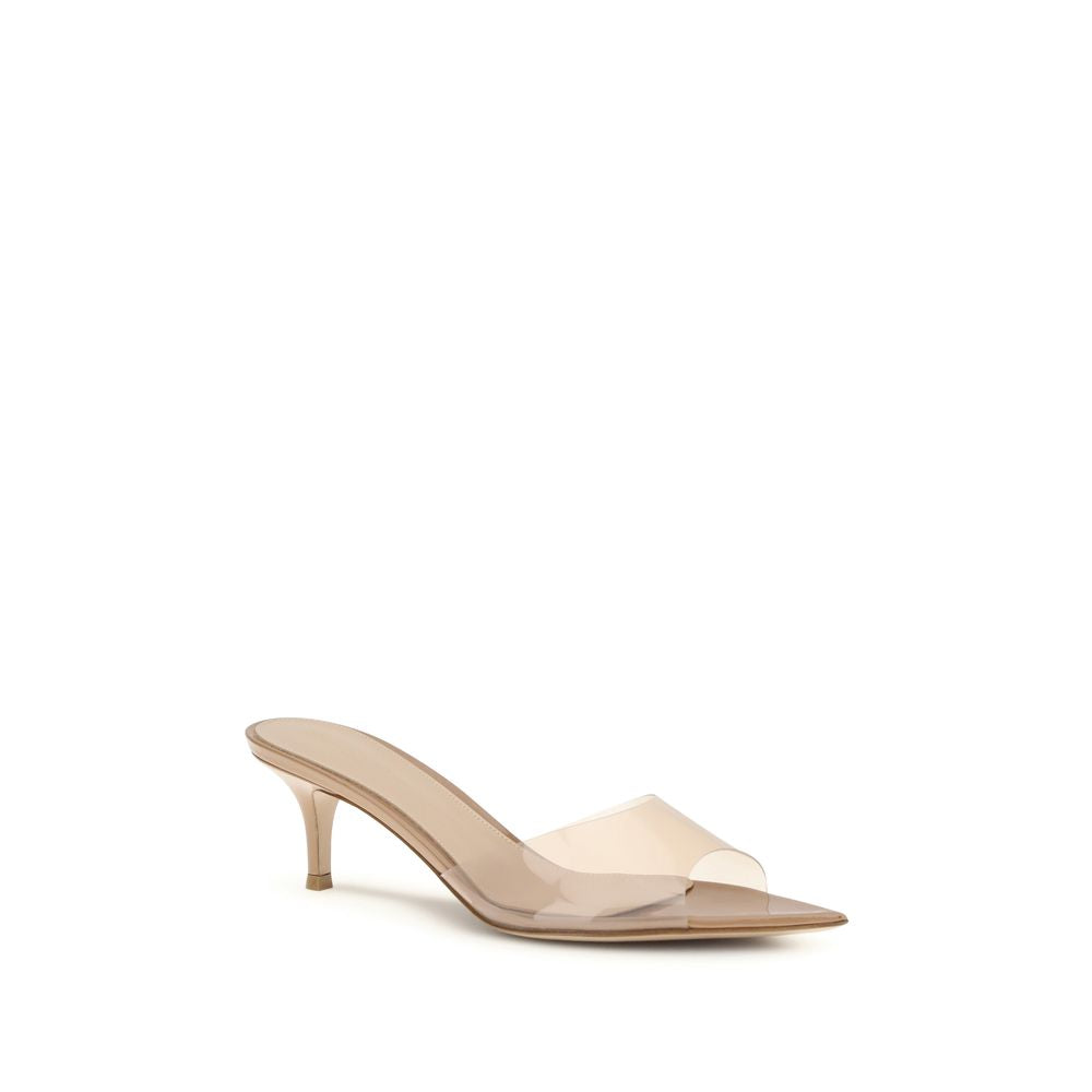 Gianvito Rossi Elle Heel Mule Sandals - Beige