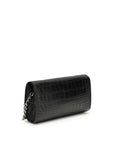 Balenciaga Crocodile Embossed Leather Wallet & Chain Strap