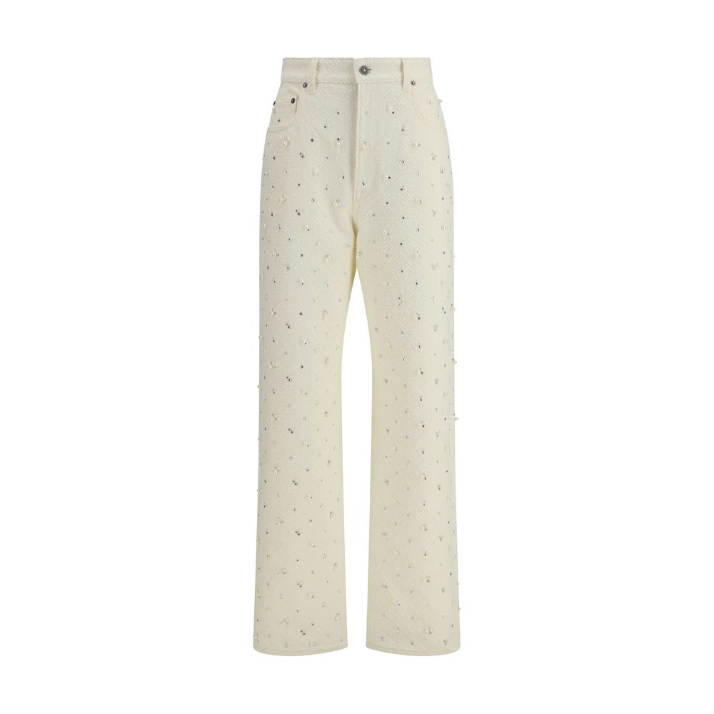 Golden Goose Embellished White Straight-Leg Jeans